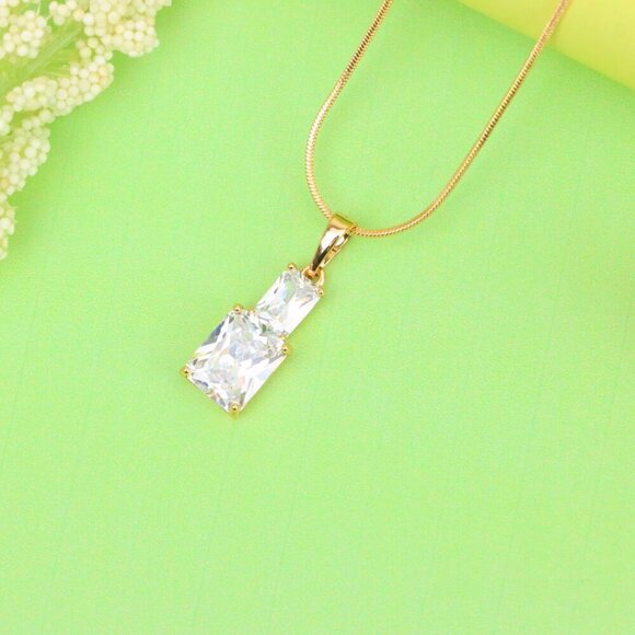 "Elegant White Pendant with Sparkling Stones in Gold-Plated Finish, XPPT1805 - Picture 2 of 13